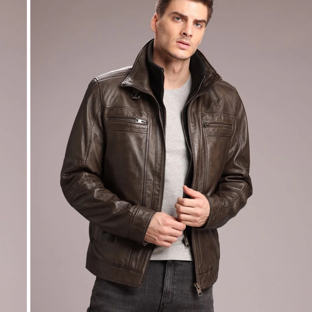 Danier Men's Chocolate Brown Leather Jacket